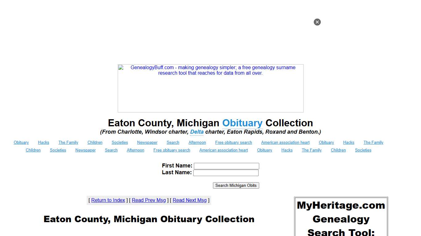 GenealogyBuff.com - Eaton County, Michigan Obituary Collection - 206